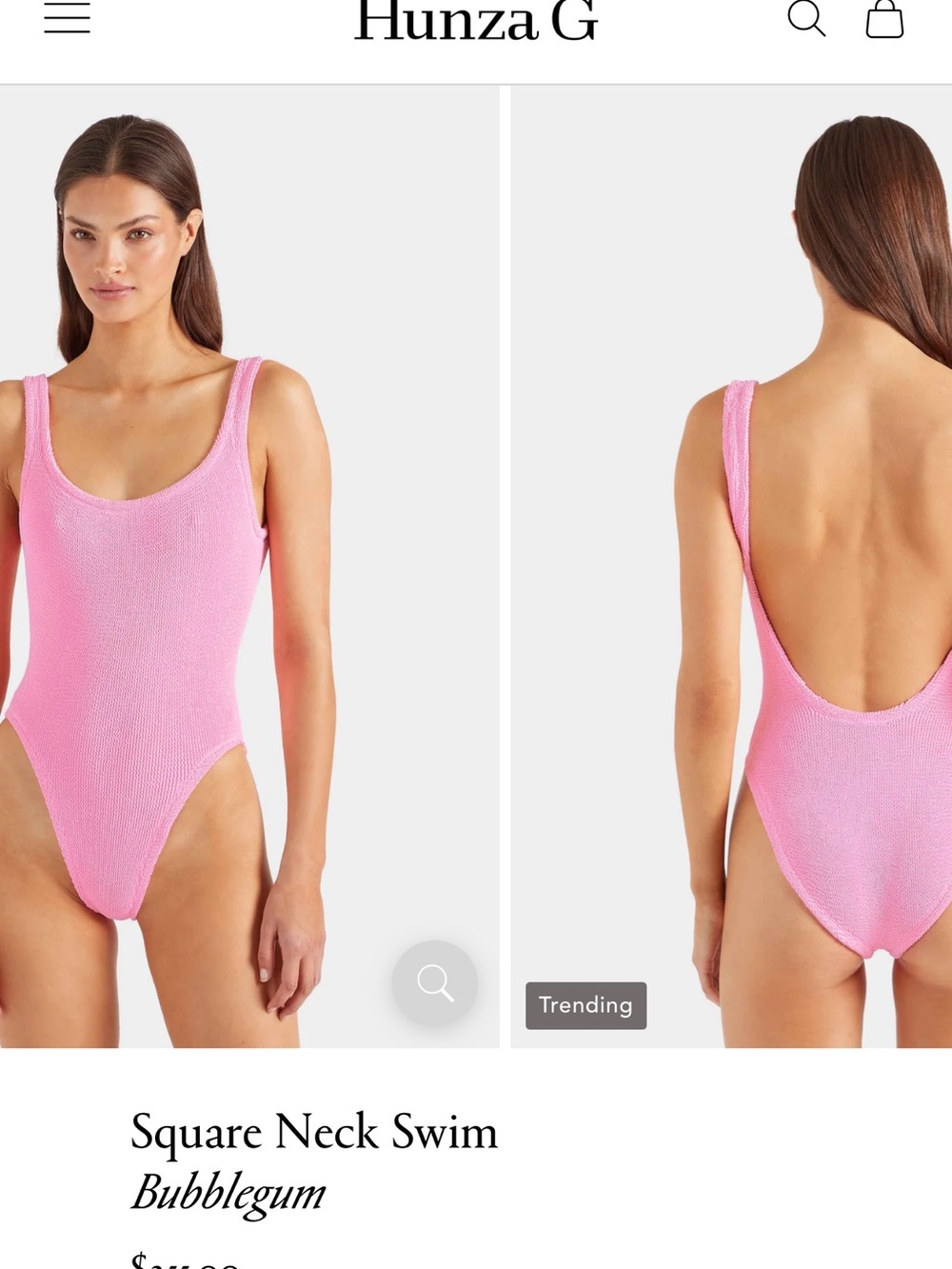 Hunza G Bubblegum Pink Square-Neck Kids One-Piece, New with tags